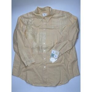 Susan Bristol Casuals Womens Large Linen‎ Silk Patchwork Shirt Straw Yellow